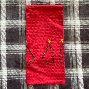 Red Vintage Christmas Stitched Tree Handtowel